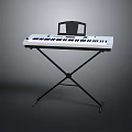 White Digital Electronic Keyboard with Black Music Stand on X Shaped Metal Stand