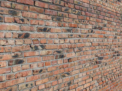 Traditional Red Brick Wall Structure With Classic Pattern And Textured Surface 3d model