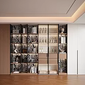 Modern Light Luxury Wooden Decor Cabinet With Glass Doors And Built In LED Display Lights