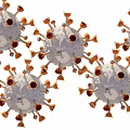 Virus Model Decorative Pendant with White Spherical Shape Red Accents and Orange Spikes