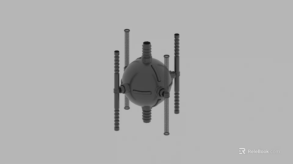 3D Model of Mechanical Sphere with Multiple Rods and Central Structure 3d model 