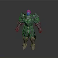 Man In Intricate Full Body Metal Armor Standing With Neutral Posture