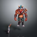 Muscular Horned Warrior Game and Movie Character with Axe Weapon 3D Model Figure