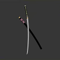 Samurai Sword Weapon Crossed Design With Black Scabbard Pink Hilt And Gold Accents