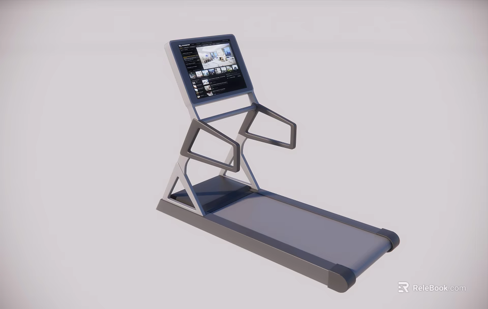 Modern Fitness Treadmill With Smart Digital Display And Ergonomic Handrails 3d model 