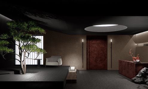 Quiet Front Desk Hotel Homestay Reception Area 3d model