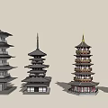 Ancient Traditional Asian Pagodas Featuring Different Architectural Designs And Multi tiered Roof Structures