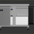 Stainless Steel Commercial Kitchen Appliance With Open Double Doors And Internal Shelves