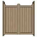 Natural Wooden Double Panel Gate With Vertical Slats And Simple Design 3d model