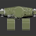 Green Standing Robot With Metallic Joints Chest Emblem And Detailed Limbs