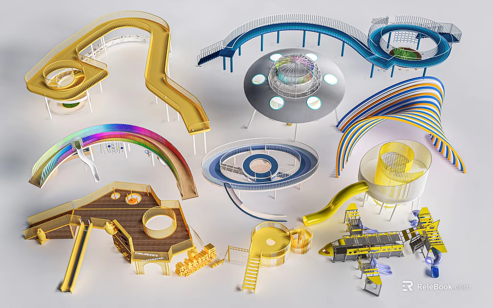 Colorful Commercial Equipment Designs With Various Creative Structures And Modern Shapes 3d model 