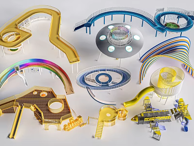 Colorful Commercial Equipment Designs With Various Creative Structures And Modern Shapes 3d model