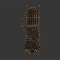 Ancient Siege Tower Model With Wooden Structure Wheels Ladder And Rope Details