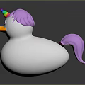 Playful Unicorn Duck Character With Pink Hair And Rainbow Horn Toy Design