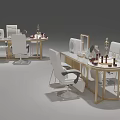 Modern Mall Beauty Salon Store With White Gold Workstations Mirrors And Cosmetics