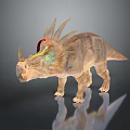 Realistic 3D Render Of Horned Dinosaur With Colorful Frill And Textured Skin