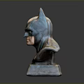 Batman Bust Sculpture With Mask Bat Ears And Yellow Logo On Base