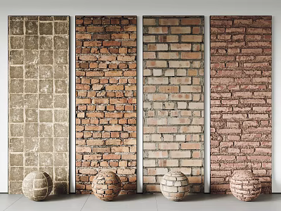 Variety Of Wall Textures With Decorative Balls 3d model