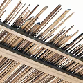 Modern Interior Ceiling Design With Wooden Slats Grid Structure And Details