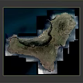 Detailed 3D Terrain Model Showcasing Mountainous Landscape Coastal Features And Blue Ocean