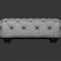 Gray Fabric Ottoman With Modern Tufted Button Design And Square Shape