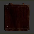 Vintage Brown Wooden Box With Metal Lock Rope Handle And Rivets