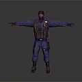 Tactical Figure In Blue Uniform With Black Vest And Mask Arms Outstretched