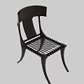 Classic Wooden Single Chair With Woven Seat Curved Legs And Elegant Backrest Design