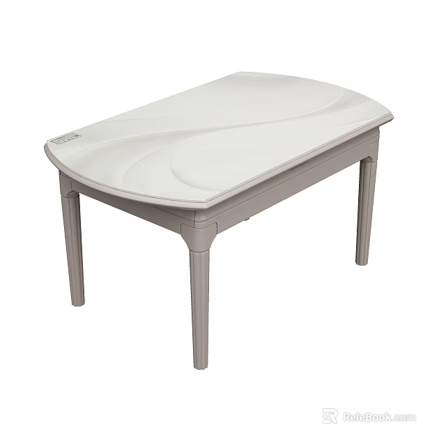 Modern Minimalist Dining Table With White Wavy Tabletop And Gray Legs 3d model