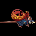 Rat With Blue Fur Carrying Red Treasure Bag Golden Decorations Long Tail And Red Nose