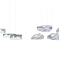 Modern Cloud Shaped Chandeliers Hanging Against Dark Background For Decorative Lighting 3d model