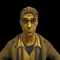 Detailed Cartoon Style Male Character Wearing Yellow Striped Shirt On Black Background