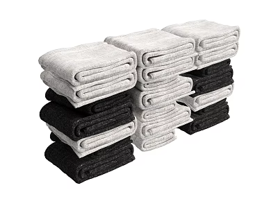 Soft Folded Gray and Black Towels Stack for Bathroom Home Use 3d model