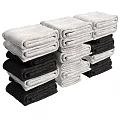 Soft Folded Gray and Black Towels Stack for Bathroom Home Use 3d model