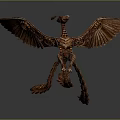 Intricate Copper Colored 3D Model of Mythical Flying Creature with Outstretched Wings