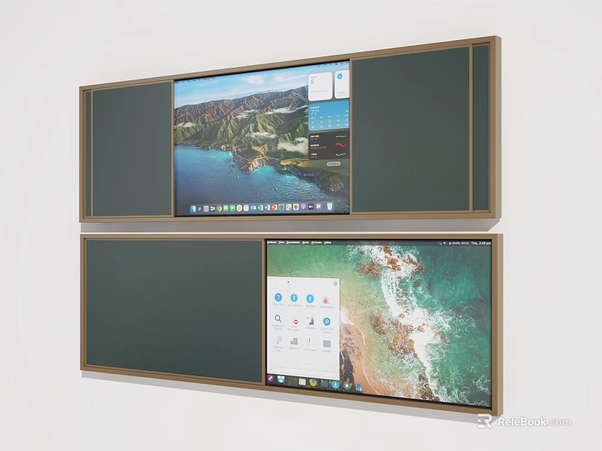 Smart Digital Blackboard With Dual Screen Display And Interactive Content 3d model 