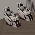 Comfortable White And Brown Massage Chairs On Wooden Floor With Modern Design