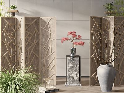 New Chinese-style screen partition 3d model