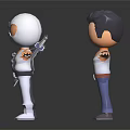 Three Colorful Cartoon Characters Standing With Outstretched Arms In Different Costumes On Black Background