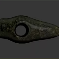 Ancient Stone Hardware Tool Featuring Textured Surface And Central Hole Design 3d model