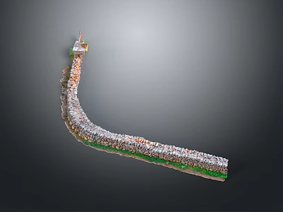 Scenic Great Wall 3D Model With Detailed Winding Structure And Green Vegetation 3d model