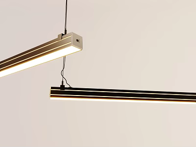 Modern Linear Pendant Lights Hanging With Sleek Metal Frame And LED Illumination 3d model