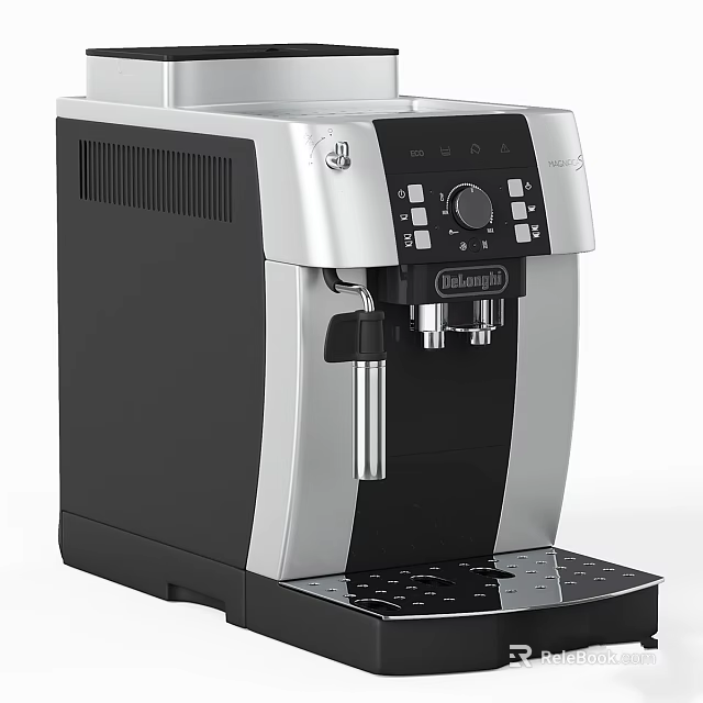 Delonghi Automatic Coffee Machine With Silver Black Design And Control Panel For Kitchen Use 3d model 