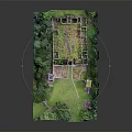 Ancient Castle Ruins Aerial View With Stone Walls And Surrounding Trees