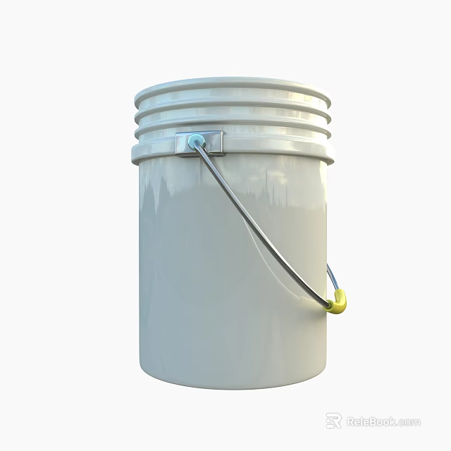 Agricultural Equipment White Storage Container With Metal Handle And Yellow End 3d model 