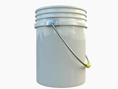Agricultural Equipment White Storage Container With Metal Handle And Yellow End 3d model