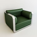 Green Leather Single Sofa With Silver Frame And Modern Design 3d model