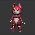 Pink Cat Game And Movie Character With Big Yellow Eyes Red Outfit And White Gloves