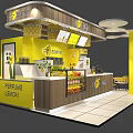 Nanyang Milk Tea Shop Featuring Bright Yellow Decor Fresh Fruit Display and Drink Counter