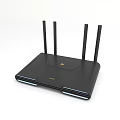 Sleek Black Wireless Router With Four Antennas MI Brand High Performance Design
